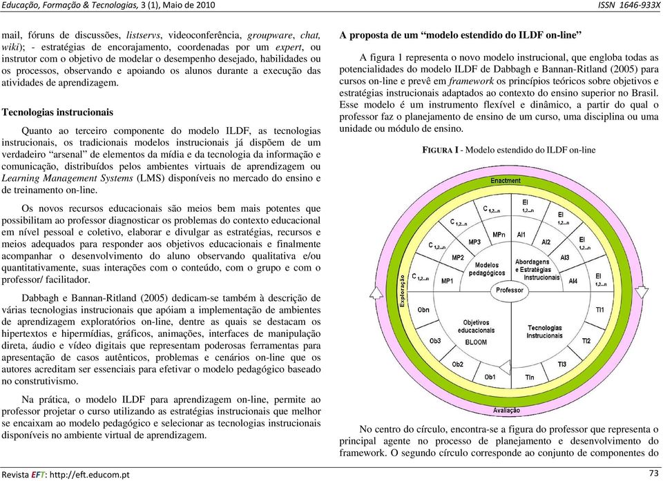 Tecnologias instrucionais Quanto ao terceiro componente do modelo ILDF, as tecnologias instrucionais, os tradicionais modelos instrucionais já dispõem de um verdadeiro arsenal de elementos da mídia e