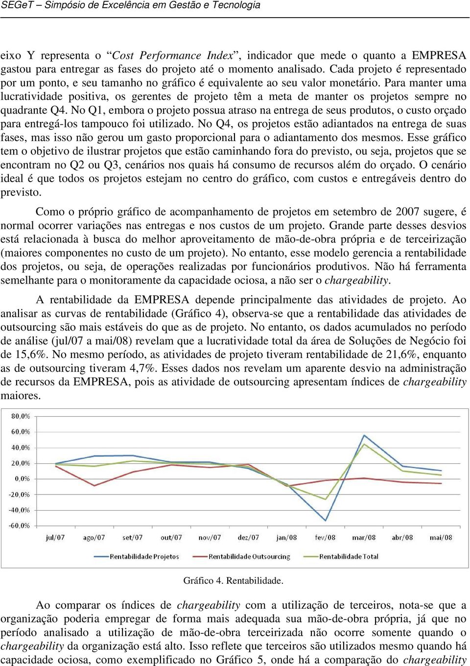 Para manter uma lucratividade positiva, os gerentes de projeto têm a meta de manter os projetos sempre no quadrante Q4.