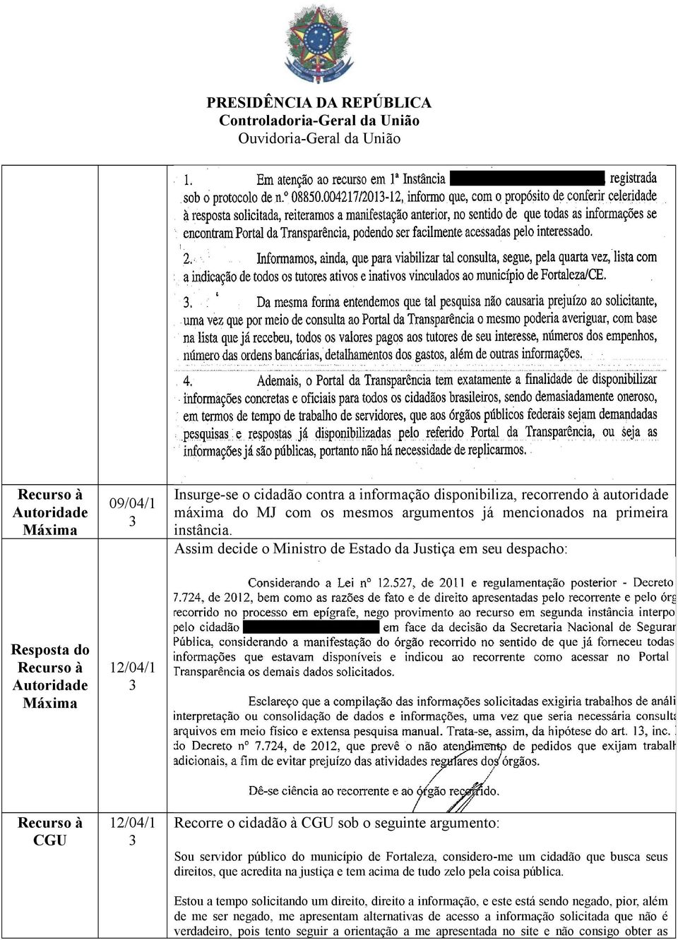 Fortaleza, considero-me um cidadão que busca seus direitos, que acredita na justiça e tem acima de tudo zelo pela coisa pública.