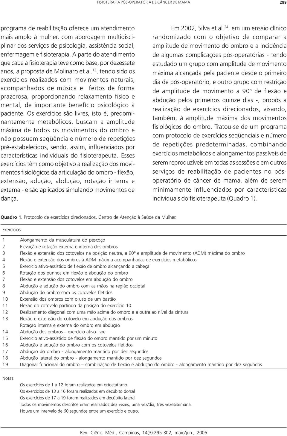 12, tendo sido os exercícios realizados com movimentos naturais, acompanhados de música e feitos de forma prazerosa, proporcionando relaxamento físico e mental, de importante benefício psicológico à