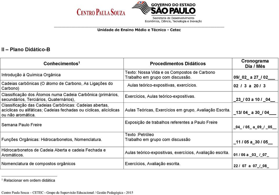 Semana Paulo Freire Funções Orgânicas: Hidrocarbonetos, Nomenclatura. Hidrocarbonetos de Cadeia Aberta e cadeia Fechada e Aromáticos.