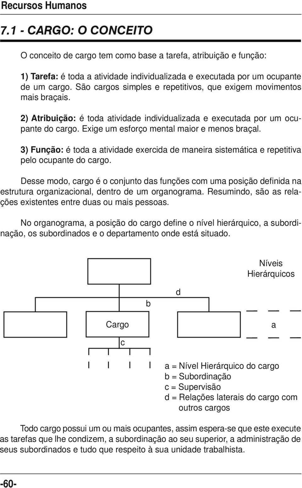 Exige um esforço mental maior e menos braçal. 3) Função: é toda a atividade exercida de maneira sistemática e repetitiva pelo ocupante do cargo.