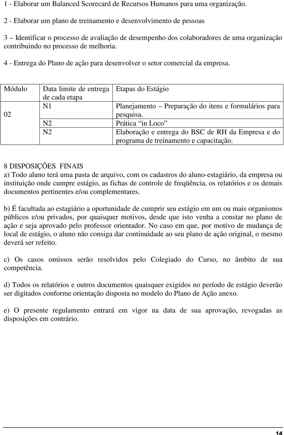 4 - Entrega do Plano de ação para desenvolver o setor comercial da empresa.