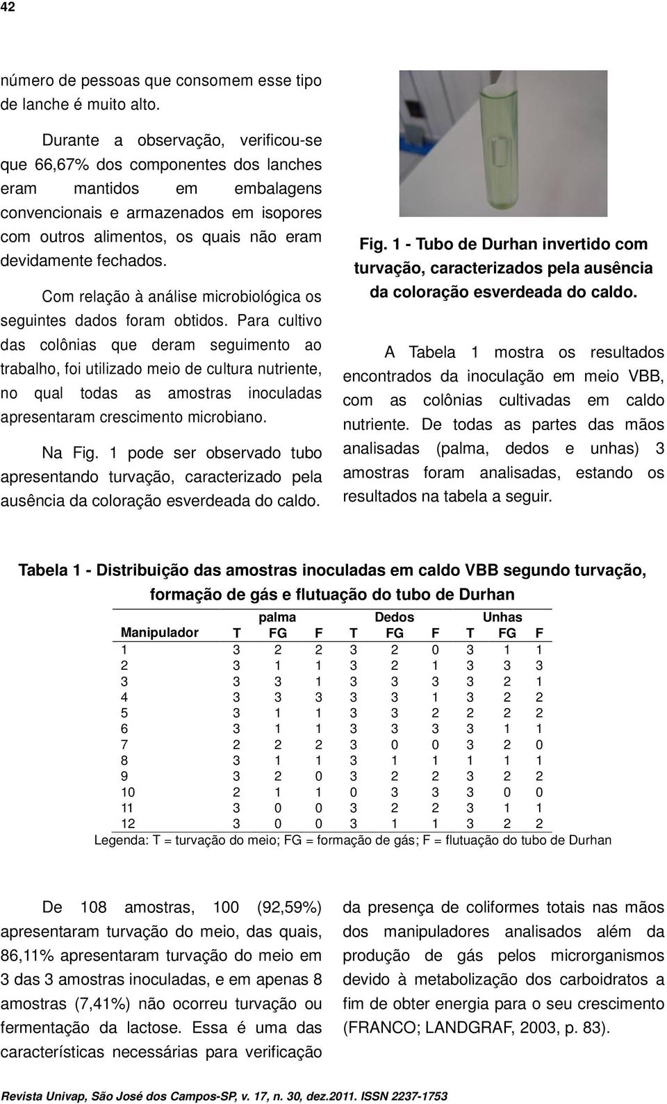 fechados. Com relação à análise microbiológica os seguintes dados foram obtidos.