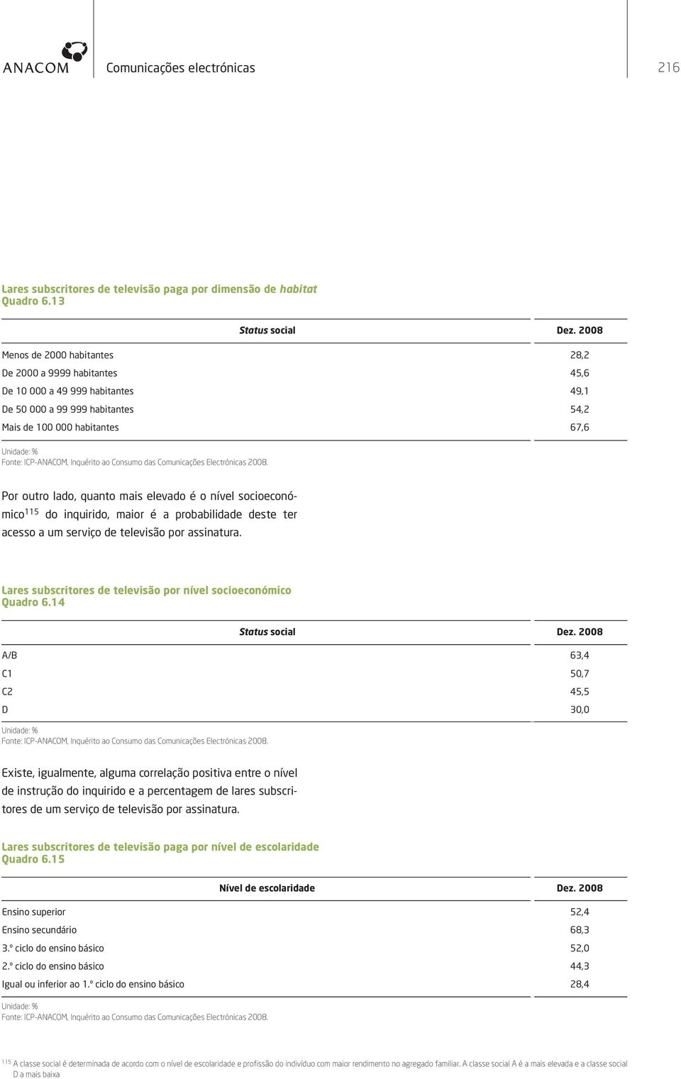 Electrónicas 28. Por outro lado, quanto mais elevado é o nível socioeconómico 115 do inquirido, maior é a probabilidade deste ter acesso a um serviço de televisão por assinatura.