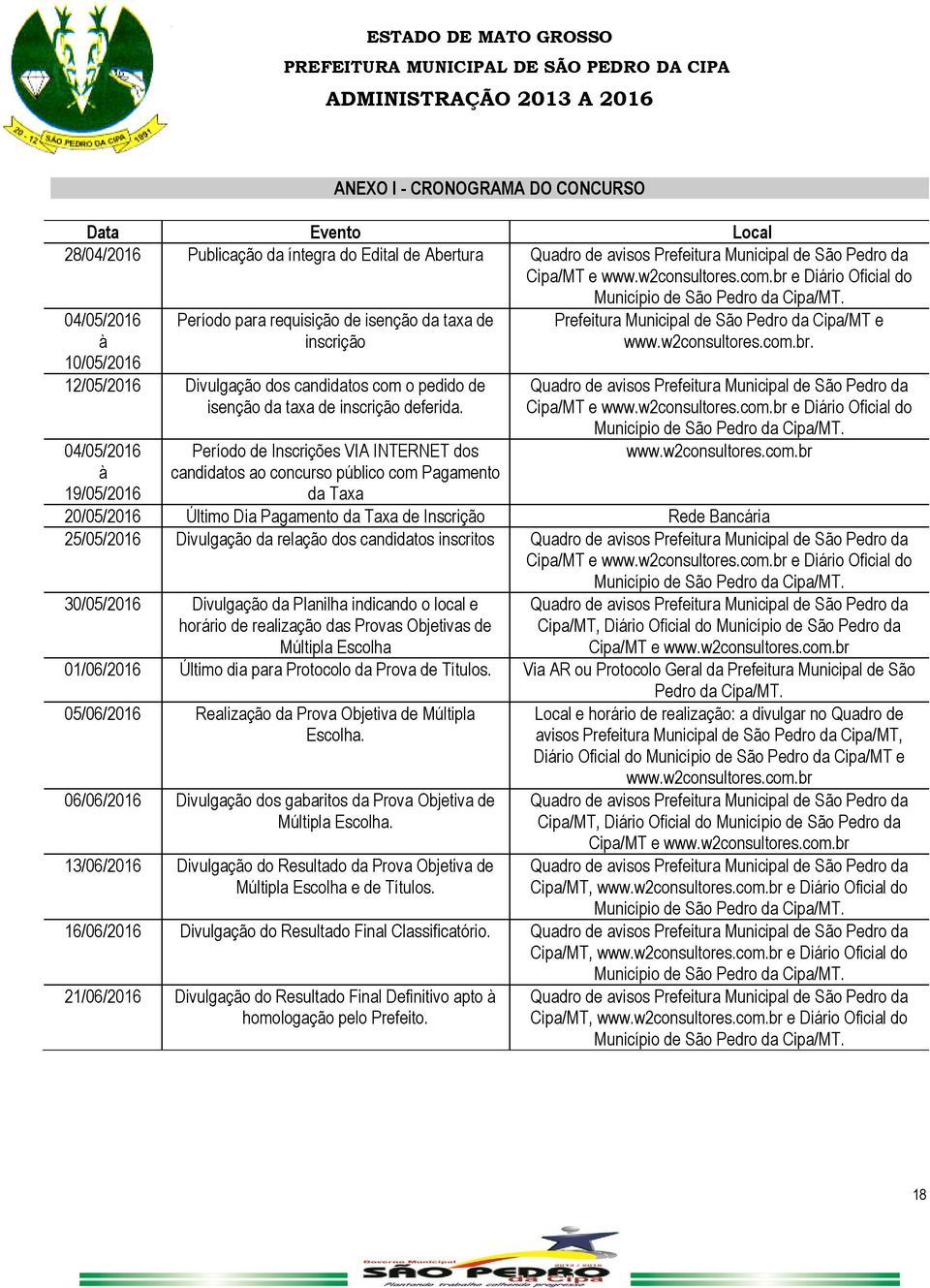 04/05/2016 à 10/05/2016 Período para requisição de isenção da taxa de inscrição 12/05/2016 Divulgação dos candidatos com o pedido de isenção da taxa de inscrição deferida.