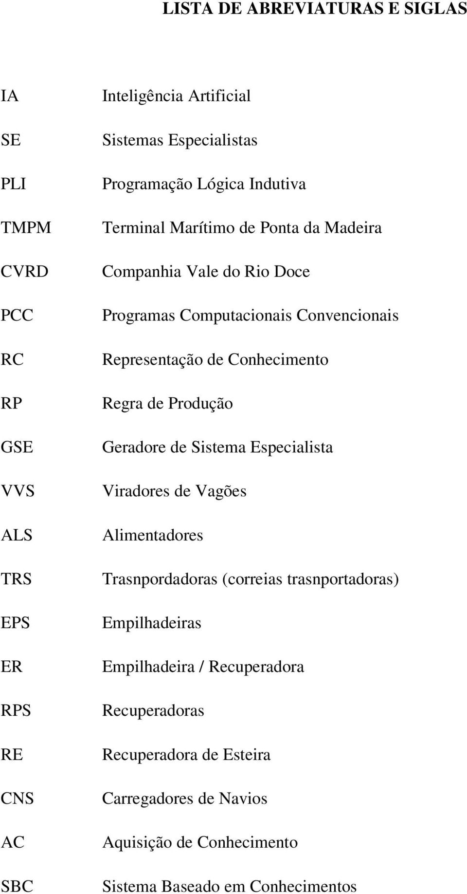 Conhecimento Regra de Produção Geradore de Sistema Especialista Viradores de Vagões Alimentadores Trasnpordadoras (correias trasnportadoras)