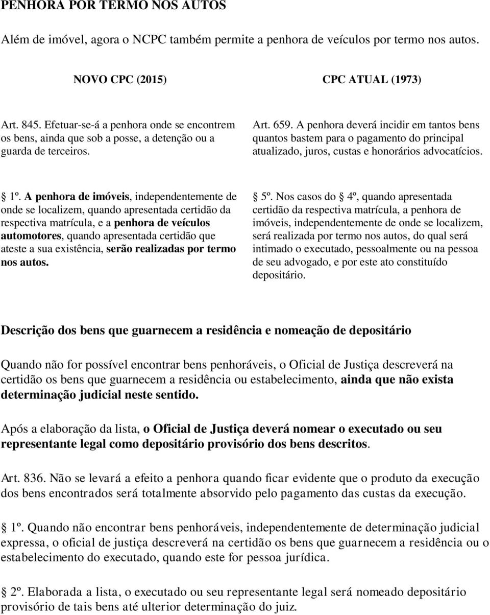 A penhora deverá incidir em tantos bens quantos bastem para o pagamento do principal atualizado, juros, custas e honorários advocatícios. 1º.