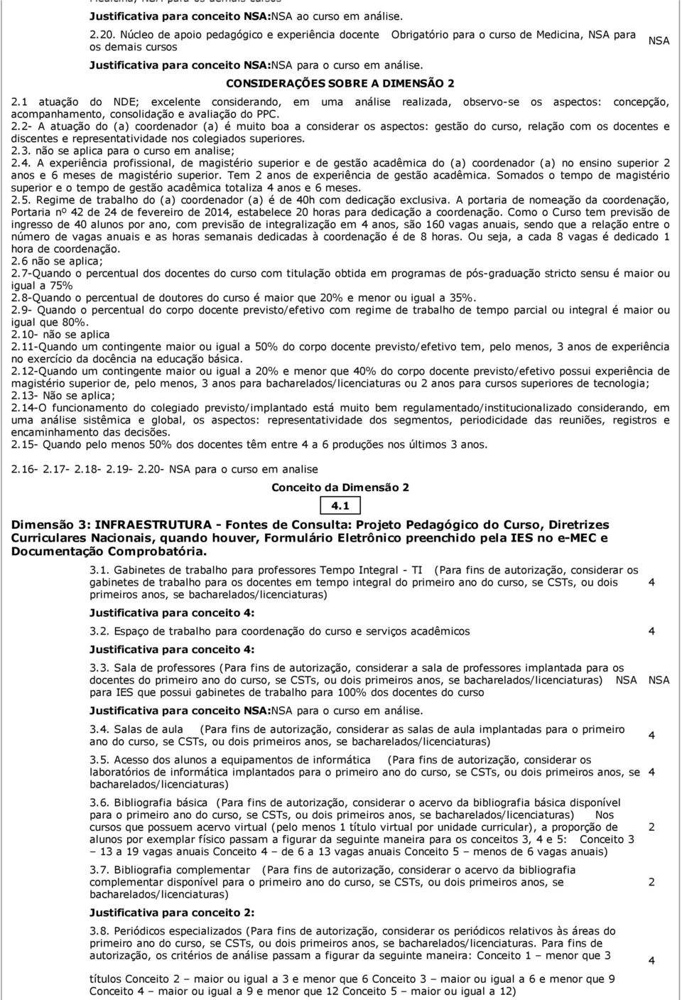 1 atuação do NDE; excelente considerando, em uma análise realizada, observo se os aspectos: concepção, acompanhamento, consolidação e avaliação do PPC. 2.