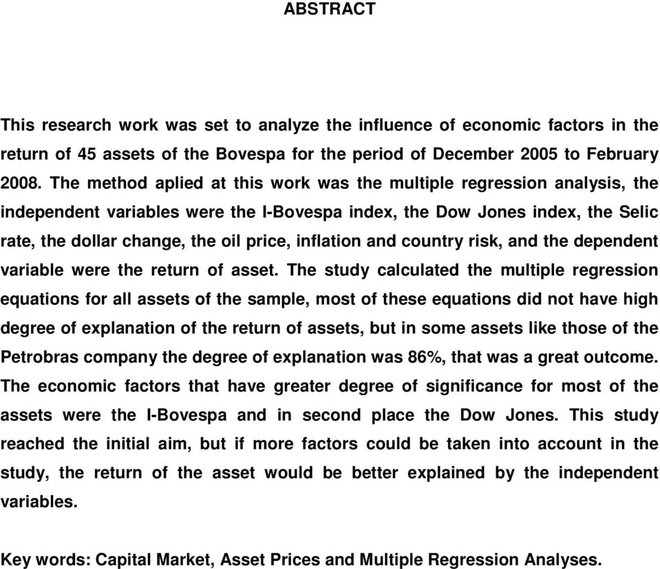 inflation and country risk, and the dependent variable were the return of asset.