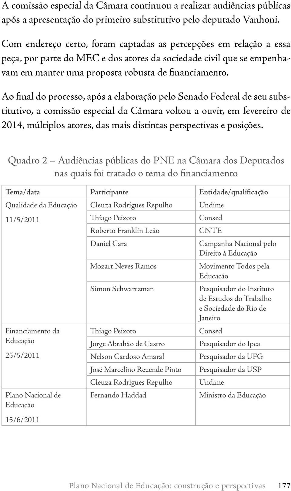 Ao final do processo, após a elaboração pelo Senado Federal de seu substitutivo, a comissão especial da Câmara voltou a ouvir, em fevereiro de 2014, múltiplos atores, das mais distintas perspectivas