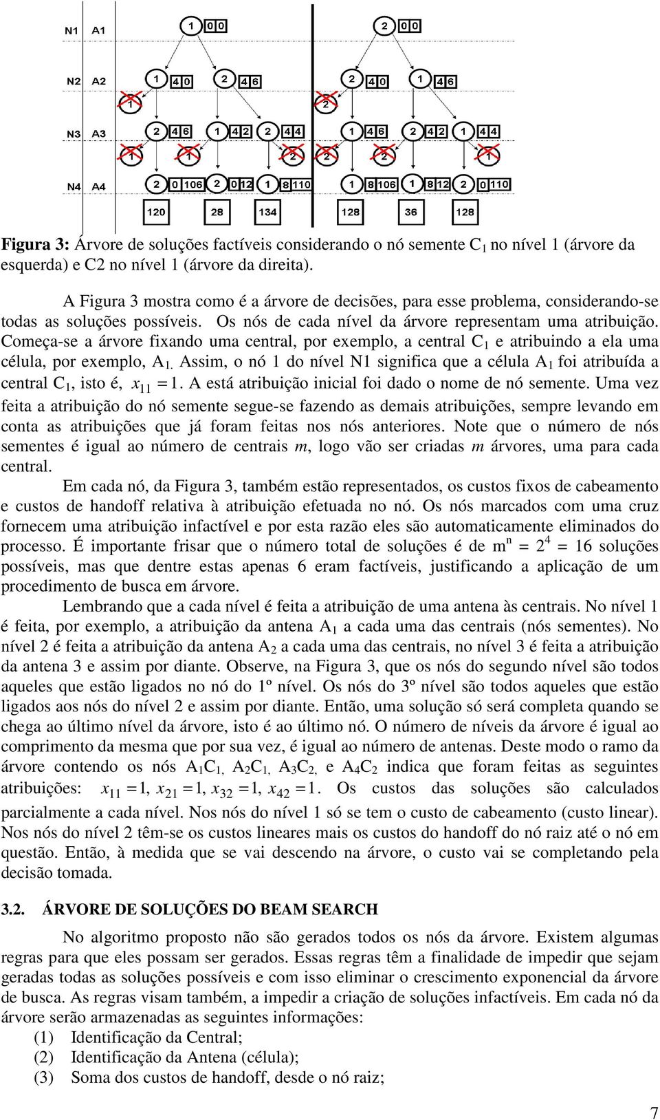 Coeça-se a árvore fixado ua cetral, por exeplo, a cetral C e atribuido a ela ua célula, por exeplo, A. Assi, o ó do ível N sigifica que a célula A foi atribuída a cetral C, isto é, x =.