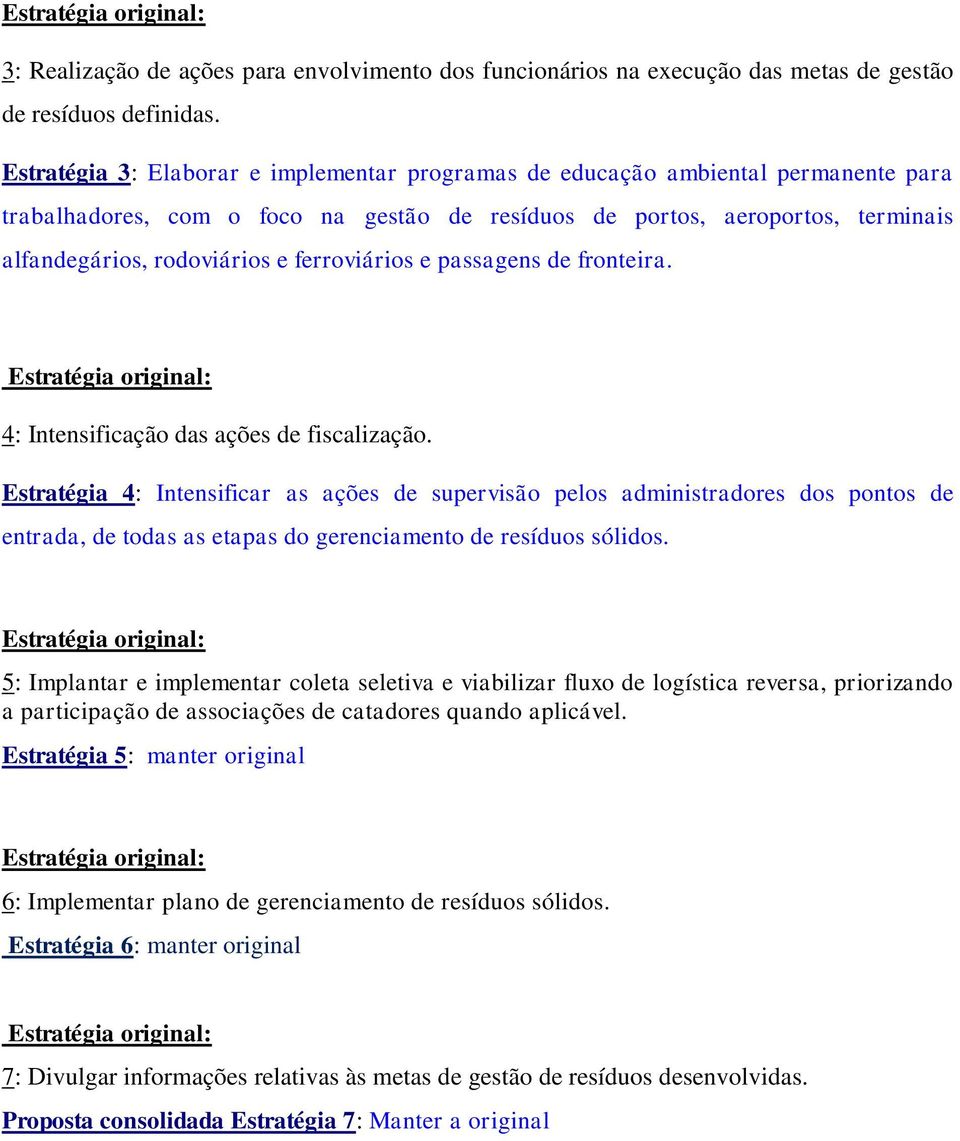 fiscalização. Estratégia 4: Intensificar as ações de supervisão pelos administradores dos pontos de entrada, de todas as etapas do gerenciamento de resíduos sólidos.