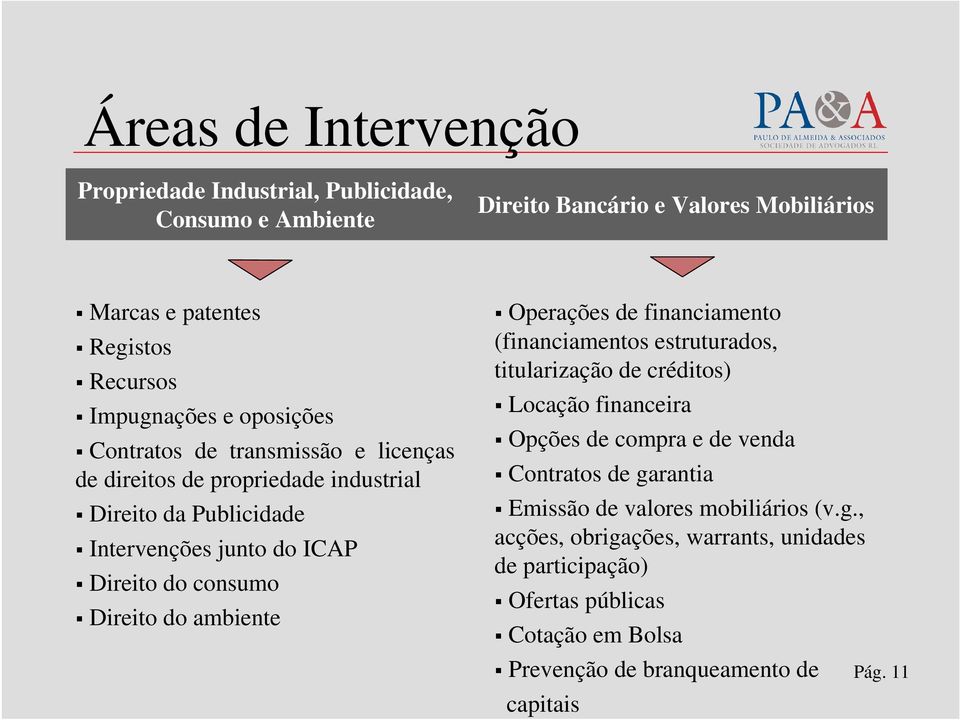 ambiente Operações de financiamento (financiamentos estruturados, titularização de créditos) Locação financeira Opções de compra e de venda Contratos de garantia