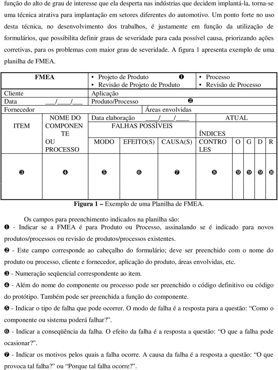 priorizando ações corretivas, para os problemas com maior grau de severidade. A figura 1 apresenta exemplo de uma planilha de FMEA.