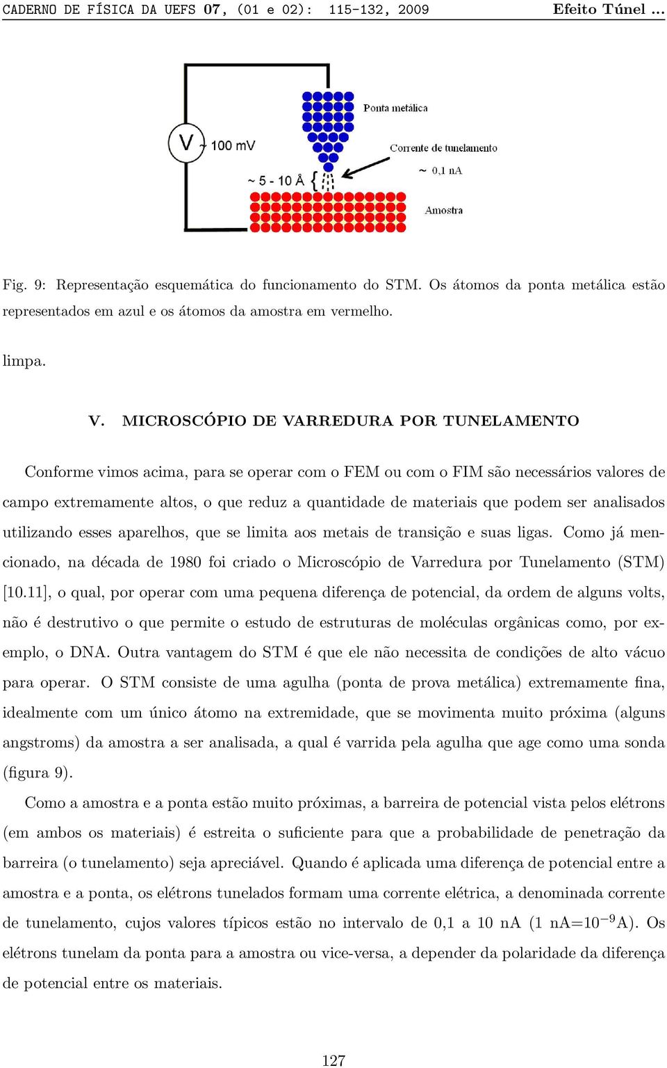 MICROSCÓPIO DE VARREDURA POR TUNELAMENTO Conforme vimos acima, para se operar com o FEM ou com o FIM são necessários valores de campo extremamente altos, o que reduz a quantidade de materiais que