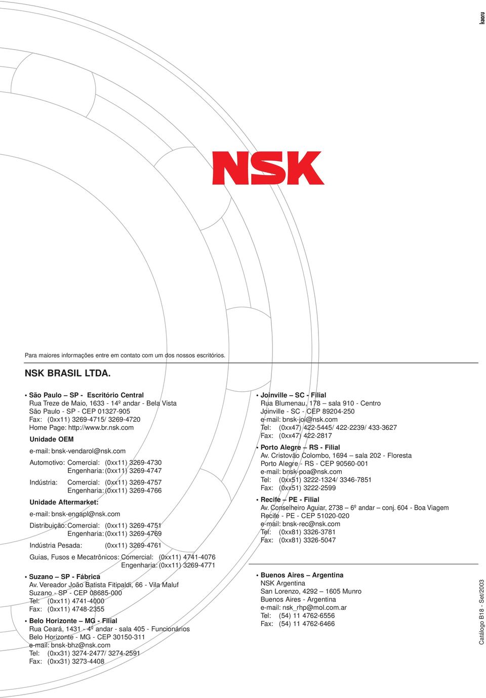 com Unidade OEM e-mail: bnsk-vendarol@nsk.