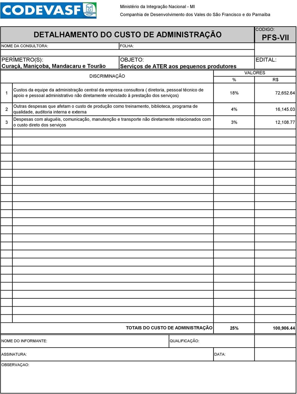 64 2 Outras despesas que afetam o custo de produção como treinamento, biblioteca, programa de qualidade, auditoria interna e externa 4% 16,145.