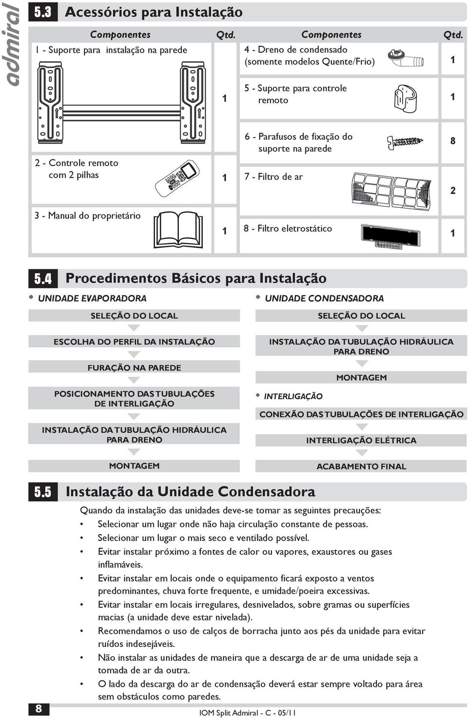 4 Procedimentos Básicos para Instalação * UNIDADE EVAPORADORA CANCEL TIME ADJUST MODE TEMP.