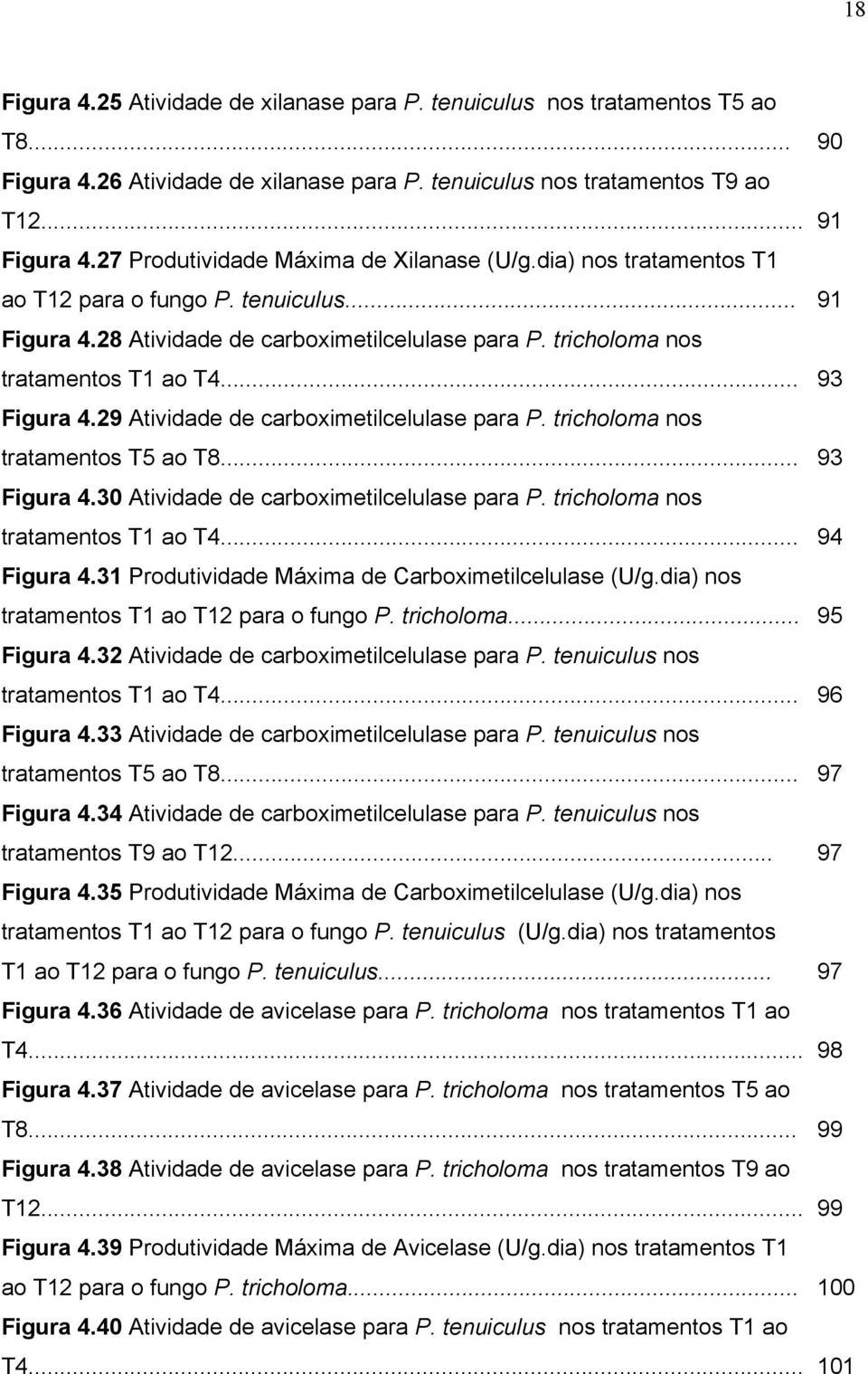 .. 93 Figura 4.29 Atividade de carboximetilcelulase para P. tricholoma nos tratamentos T5 ao T8... 93 Figura 4.30 Atividade de carboximetilcelulase para P. tricholoma nos tratamentos T1 ao T4.