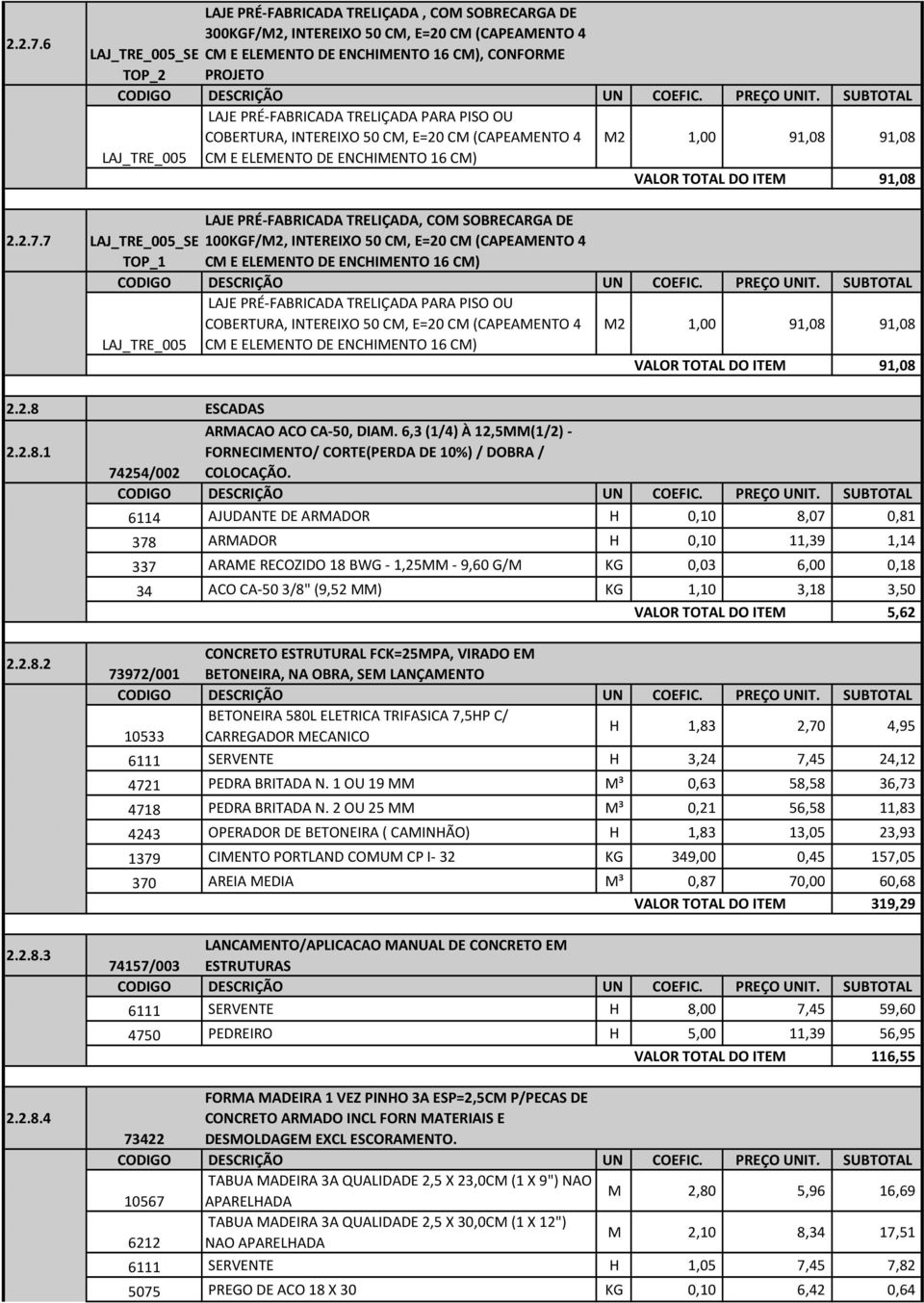 1 LAJE PRÉ-FABRICADA TRELIÇADA, COM SOBRECARGA DE 300KGF/M2, INTEREIXO 50 CM, E=20 CM (CAPEAMENTO 4 LAJ_TRE_005_SE CM E ELEMENTO DE ENCHIMENTO 16 CM), CONFORME TOP_2 PROJETO LAJE PRÉ-FABRICADA