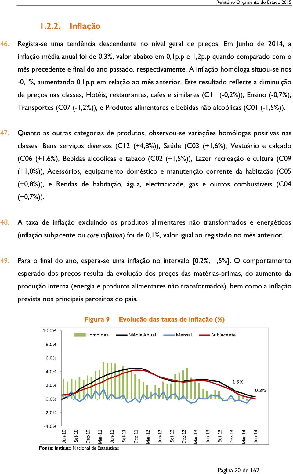 p quando comparado com o mês precedente e final do ano passado, respectivamente. A inflação homóloga situou-se nos -,1%, aumentando,1p.p em relação ao mês anterior.