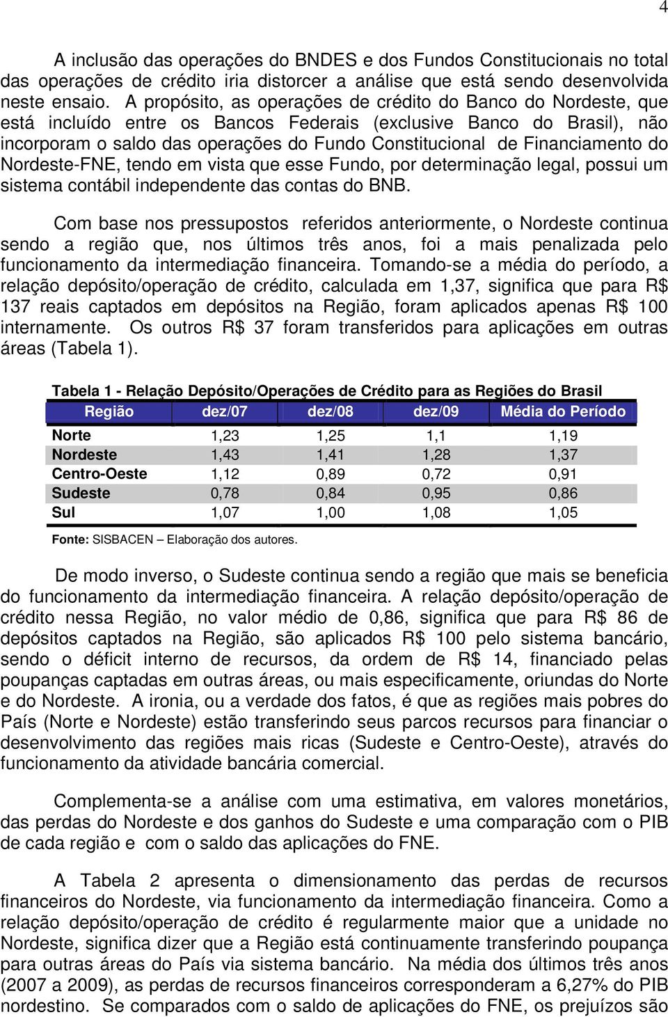 Financiamento do Nordeste-FNE, tendo em vista que esse Fundo, por determinação legal, possui um sistema contábil independente das contas do BNB.