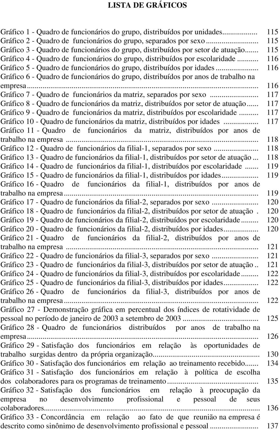 .. 116 Gráfico 5 - Quadro de funcionários do grupo, distribuídos por idades... 116 Gráfico 6 - Quadro de funcionários do grupo, distribuídos por anos de trabalho na empresa.