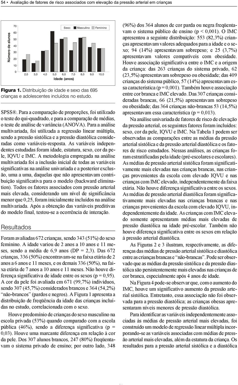 Para a análise multivariada, foi utilizada a regressão linear múltipla, sendo a pressão sistólica e a pressão diastólica consideradas como variáveis-resposta.