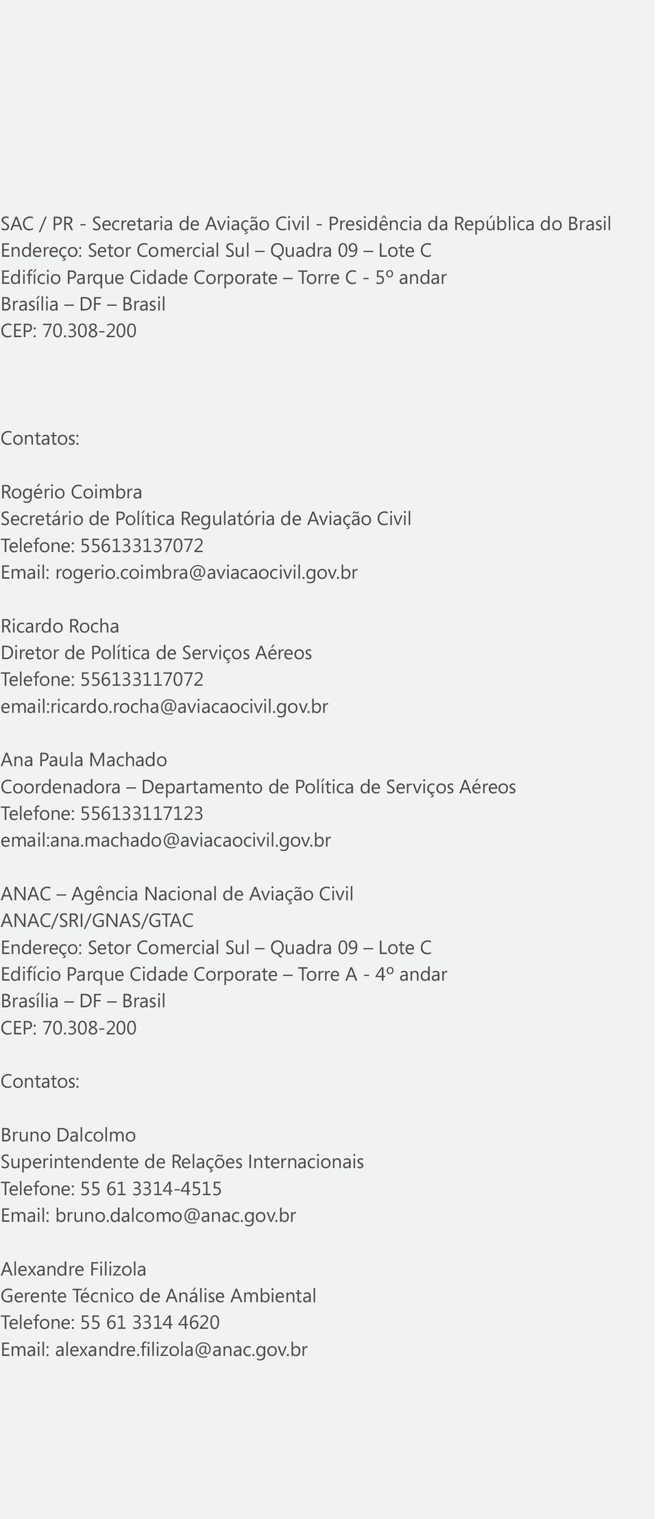 br Ricardo Rocha Diretor de Política de Serviços Aéreos Telefone: 556133117072 email:ricardo.rocha@aviacaocivil.gov.