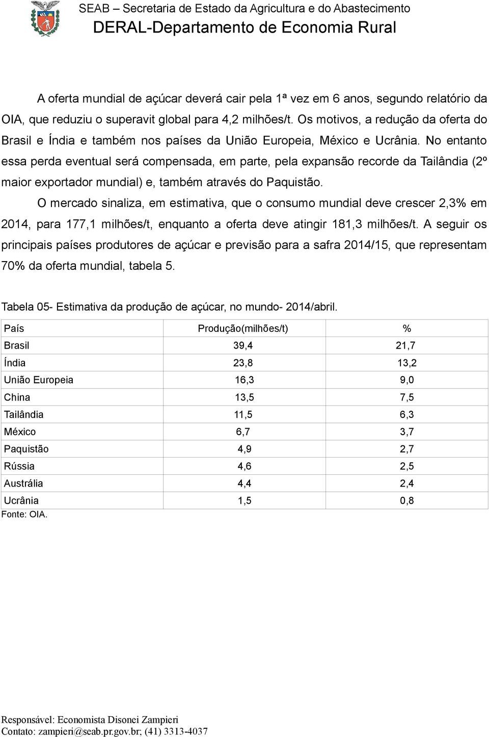 No entanto essa perda eventual será compensada, em parte, pela expansão recorde da Tailândia (2º maior exportador mundial) e, também através do Paquistão.