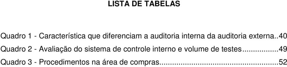 . 40 Quadro 2 - Avaliação do sistema de controle interno