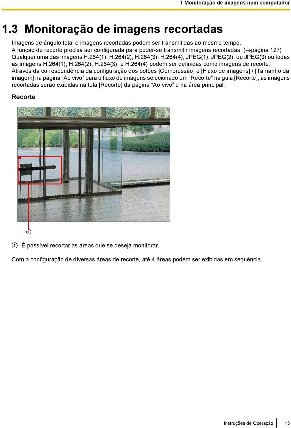 264(4), JPEG(1), JPEG(2), ou JPEG(3) ou todas as imagens H.264(1), H.264(2), H.264(3), e H.264(4) podem ser definidas como imagens de recorte.