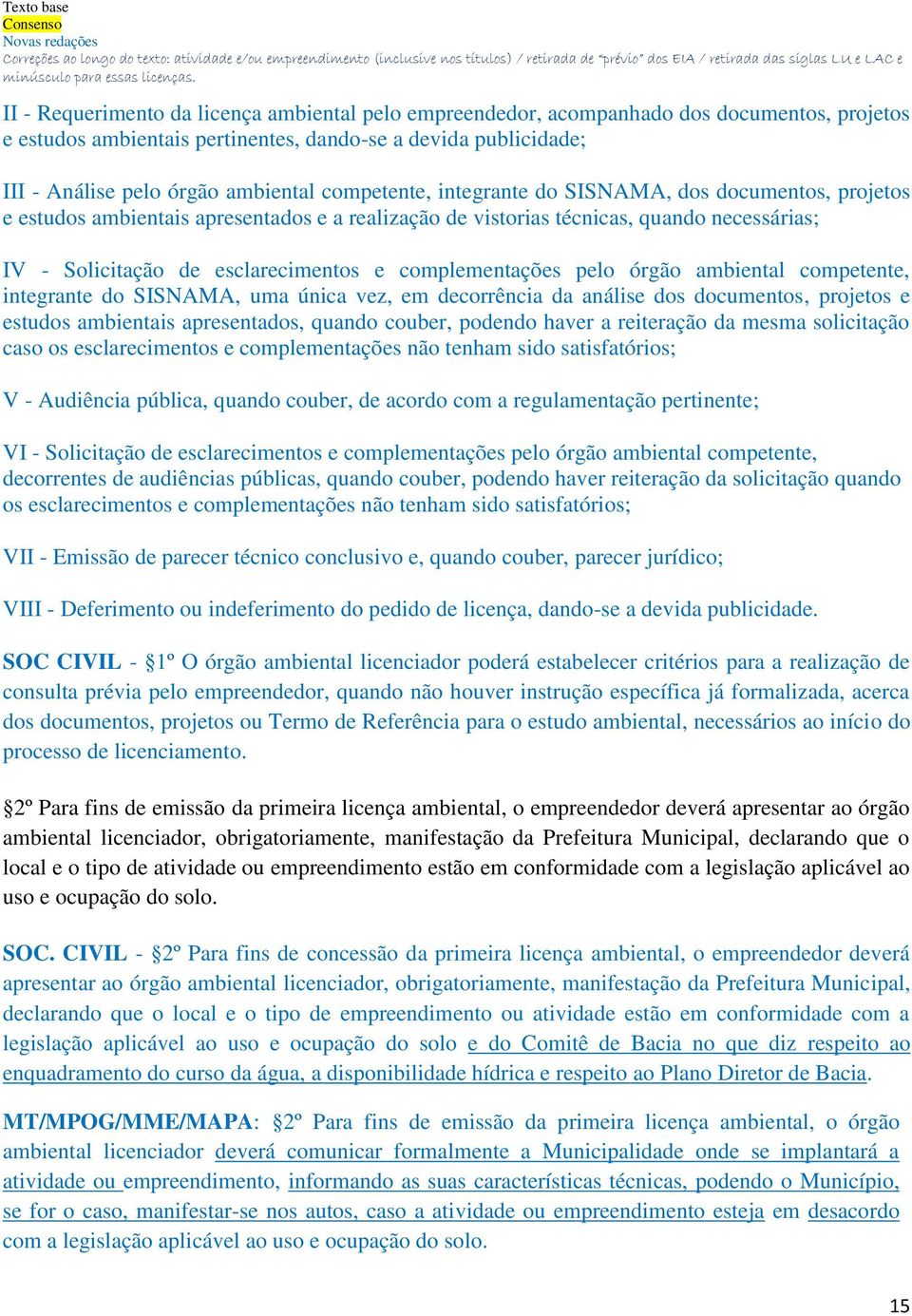 complementações pelo órgão ambiental competente, integrante do SISNAMA, uma única vez, em decorrência da análise dos documentos, projetos e estudos ambientais apresentados, quando couber, podendo