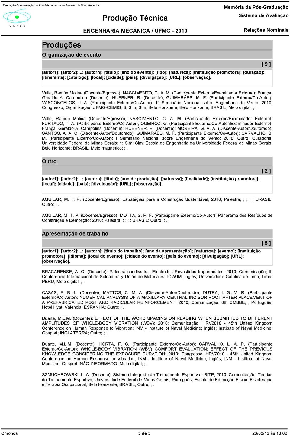 (Participante Externo/Co-Autor): 1 Seminário Nacional sobre Engenharia do Vento; 2010; Congresso; Organização; UFMG-CEMIG; 3; Sim; Sim; Belo Horizonte; Belo Horizonte; BRASIL; Meio digital; ;.