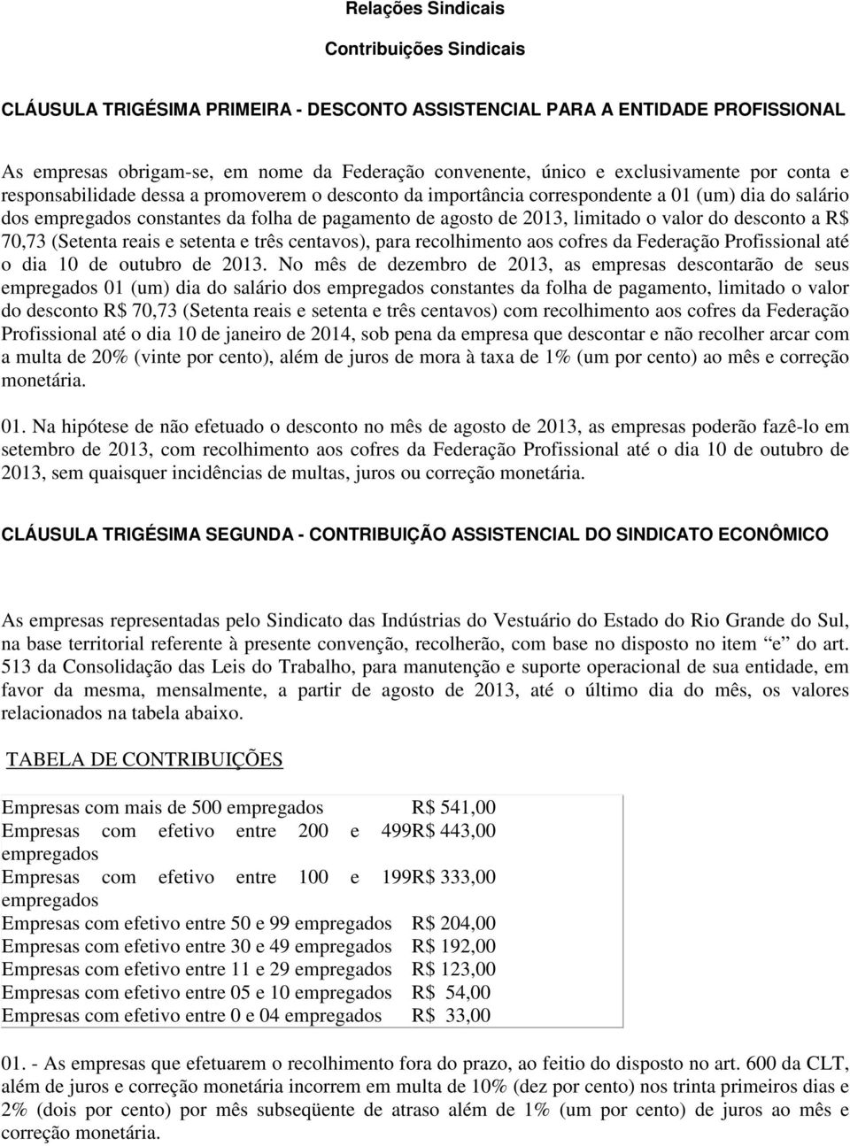 limitado o valor do desconto a R$ 70,73 (Setenta reais e setenta e três centavos), para recolhimento aos cofres da Federação Profissional até o dia 10 de outubro de 2013.