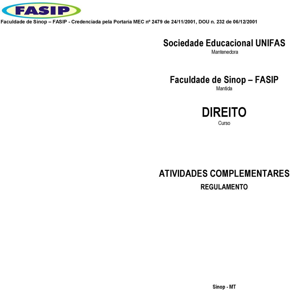 FASIP Mantida DIREITO Curso