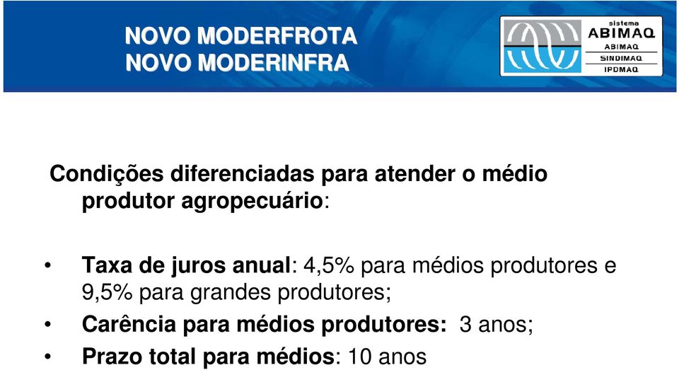 4,5% para médios produtores e 9,5% para grandes produtores;