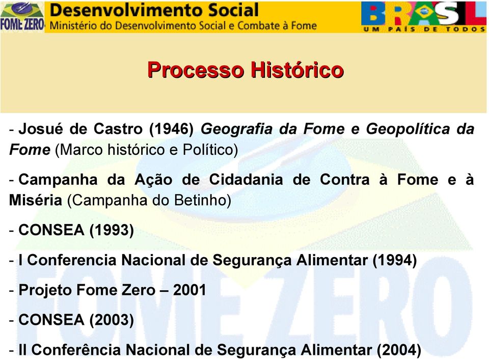 (Campanha do Betinho) - CONSEA (1993) - I Conferencia Nacional de Segurança Alimentar