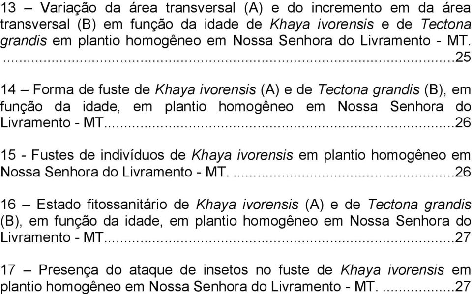 ..26 15 - Fustes de indivíduos de Khaya ivorensis em plantio homogêneo em Nossa Senhora do Livramento - MT.