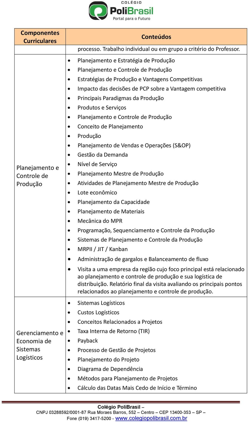 Paradigmas da Produção Produtos e Serviços Planejamento e Controle de Produção Conceito de Planejamento Produção Planejamento de Vendas e Operações (S&OP) Gestão da Demanda Nível de Serviço