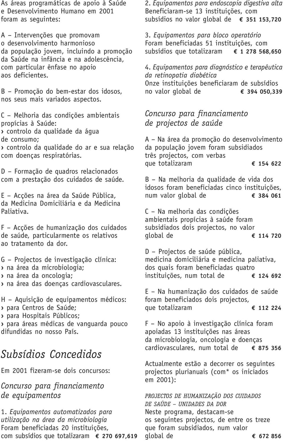 C Melhoria das condições ambientais propícias à Saúde: controlo da qualidade da água de consumo; controlo da qualidade do ar e sua relação com doenças respiratórias.