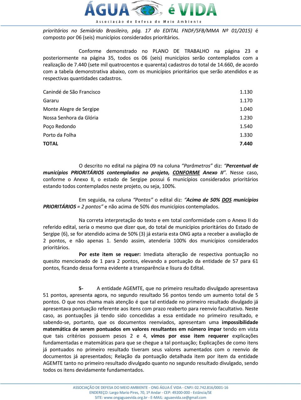 440 (sete mil quatrocentos e quarenta) cadastros do total de 14.