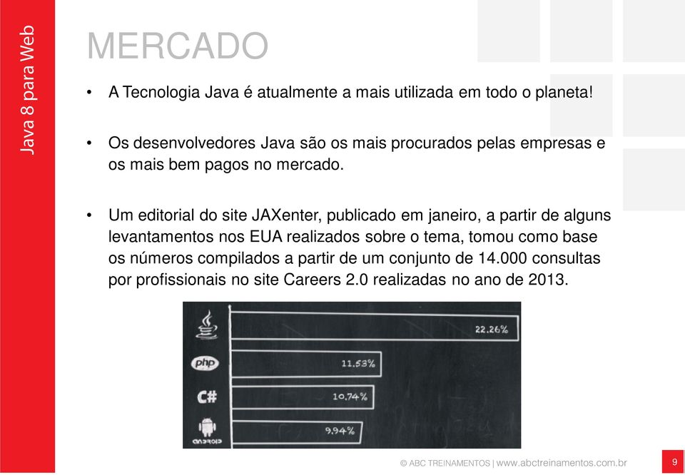 Um editorial do site JAXenter, publicado em janeiro, a partir de alguns levantamentos nos EUA realizados