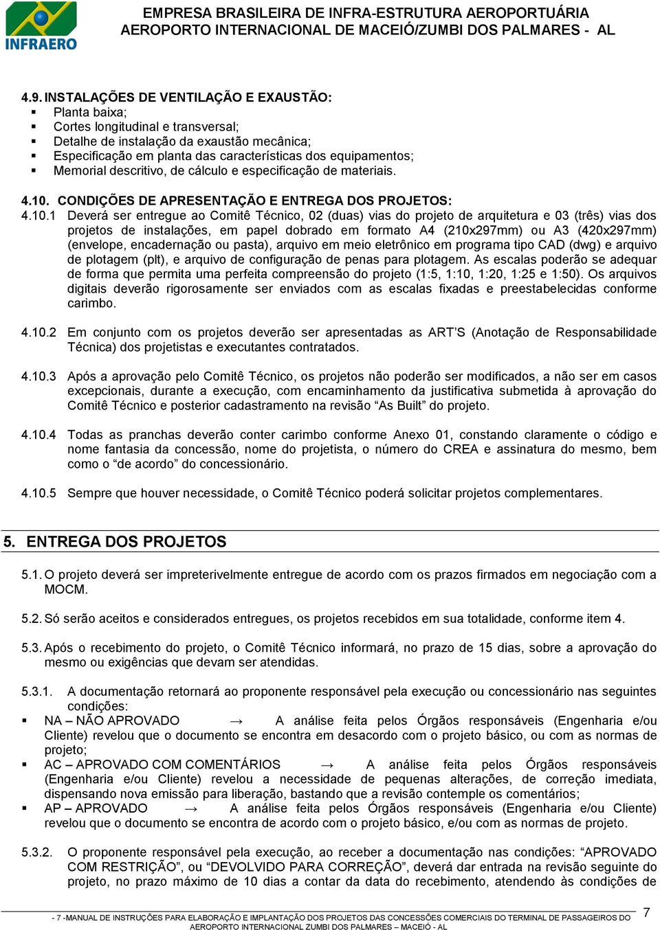 CONDIÇÕES DE APRESENTAÇÃO E ENTREGA DOS PROJETOS: 4.10.