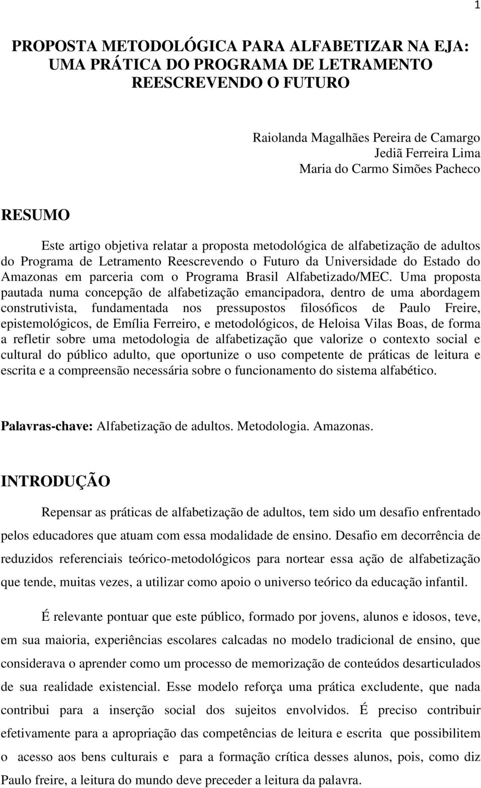 Programa Brasil Alfabetizado/MEC.