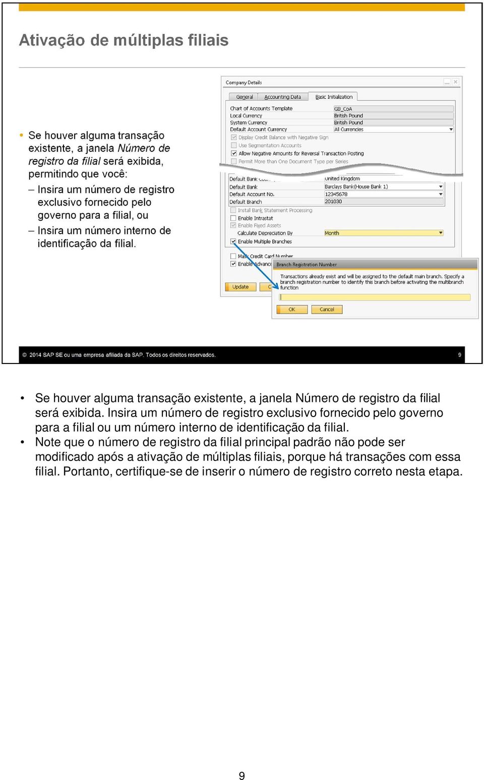 identificação da filial.