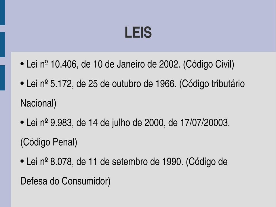 (Código tributário Nacional) Lei nº 9.