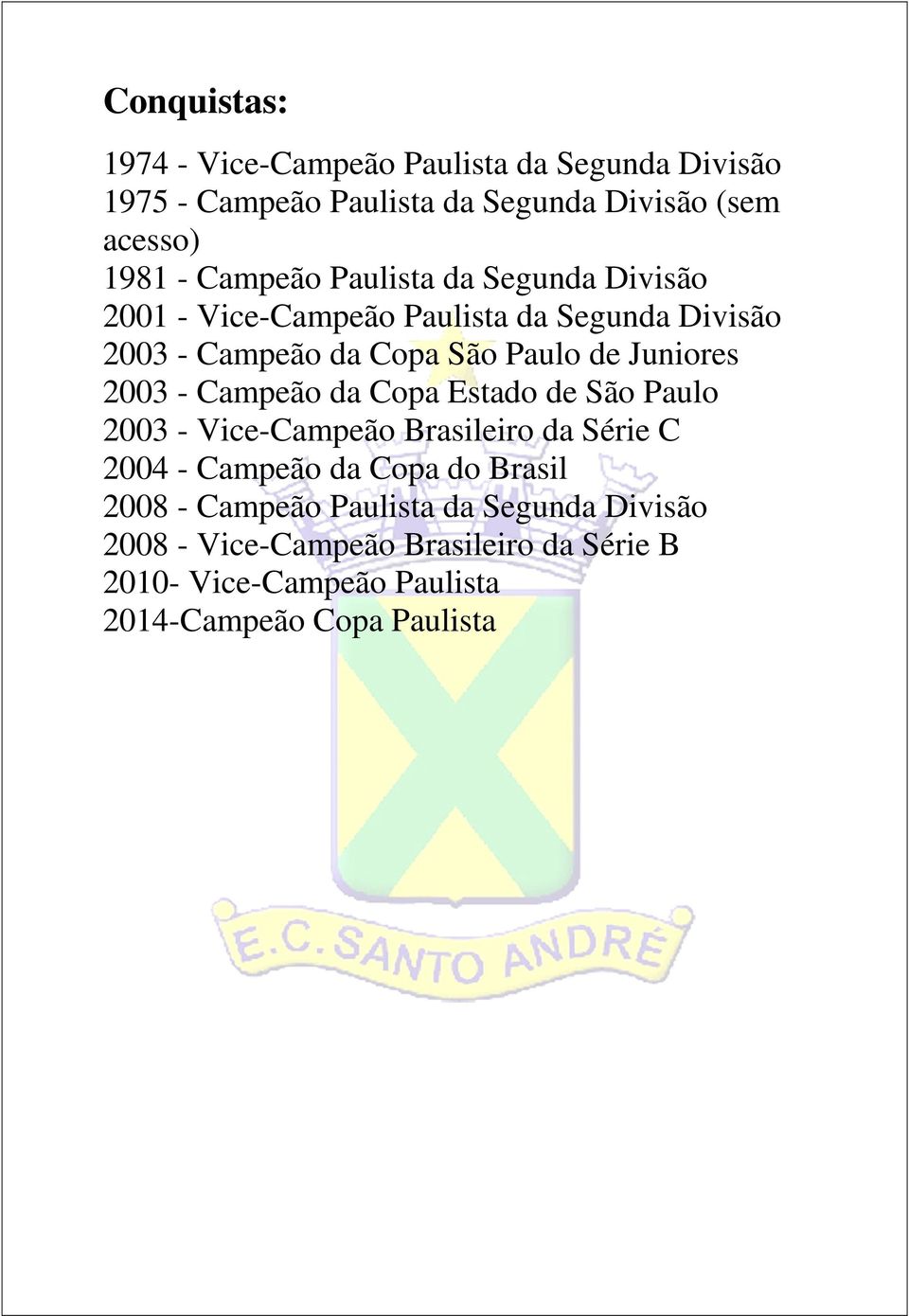 Juniores 2003 - Campeão da Copa Estado de São Paulo 2003 - Vice-Campeão Brasileiro da Série C 2004 - Campeão da Copa do Brasil