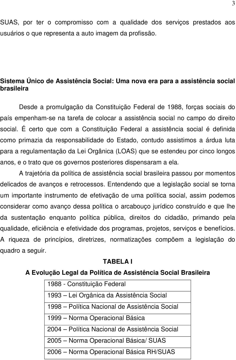 assistência social no campo do direito social.